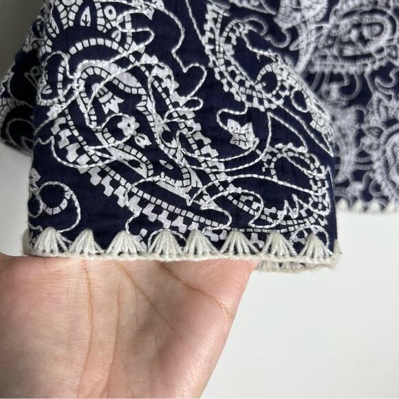 Sea NY Sz XS Theodora Cropped Quilted Embroidered Jacket Blue Paisley - Picture 8 of 9